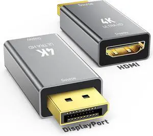 1-Pack DisplayPort 1.2 to HDMI 2.0 Adapter (4K@60Hz 1440P/2K@120Hz) Uni-Directional DP (Source) to HDMI (Display) Converter Compatible with PC Desktop AMD NVIDIA and Gaming Monitors