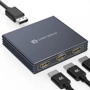 DisplayPort to HDMI Splitter for Multi Monitor Adapter 4K@60Hz DisplayPort Splitter 1 in 3 Out for 3 Monitor HDMI Support Extended Mode on Windows for DP 1.4 Devices Only
