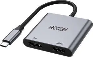 USB C to DisplayPort(DP) and HDMI Adapter Dual Monitor Adapter for  HP Surface Laptops Thunderbolt 3/USB C Type C to HDMI DP Hub Dongle 4K @60hz.