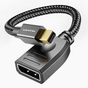 8K Mini DisplayPort to DisplayPort 1.4 Adapter (8K@60Hz 4K@120Hz 2K@240Hz) 32.4Gbps Bi-Directional Mini DP [Thunderbolt 2] Male to DP Female Converter for Gaming Laptop MacBook PC Monitor