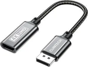 4K@60Hz Display Port to HDMI Adapter Display Port Male to HDMI Female Adapter Compatible with HP ThinkPad AMD NVIDIA Desktop for Monitor HDTV Projector Desktop Laptop Space Gray