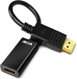 DisplayPort to HDMI Adapter Gold Plated Display Port to HDMI Male to Female Adaptor Cable 1080P HDMI 2.0 Converter with Audio Black - 7.8 Inch (1 Pack)