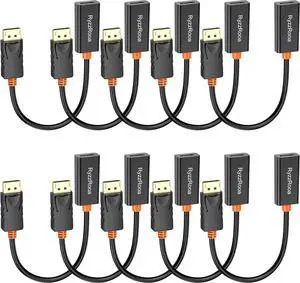 4K DisplayPort to HDMI Adapter 10 Pack Gold-Plated Male Display Port to Female HDMI Adapter Uni-Directional DP to HDMI Adapter Cable Compatible with PC Laptop Monitor Projector