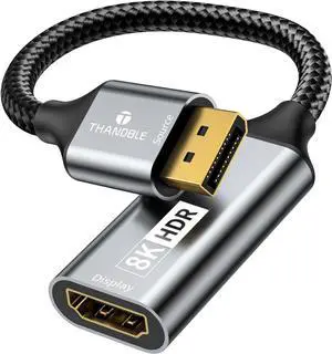 Active DisplayPort to HDMI Adapter (8K 60Hz) Uni-Directional DP 1.4 to HDMI 2.1 Adapter Male to Female Support HDR for Monitor Graphics Card PC (Black)
