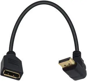 Displayport Extension Cable 90 Degree Displayport Extender Up Angle DP to DP Male to Female Extension Adapter Cable Gold Plated 30CM/12inch