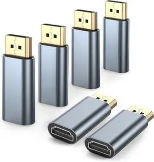 4K DisplayPort to HDMI Adapter 6 Pack Display Port Male to HDMI Female Adapter Uni-Directional 4K@30Hz 2K@60Hz UHD DP PC to HDMI Viedo Convert for Monitor Desktop  HDTV Laptop TV Projector