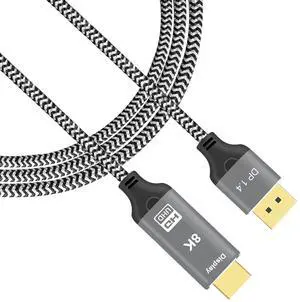 8K DisplayPort to HDMI Cable (DP to HDMI 4K 120Hz 8K 30Hz Cable) Uni-Directional Display Port to HDMI Monitor Converter Compatible. Male to Female (8K 30Hz Cable)