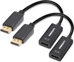 4K DisplayPort to HDMI Adapter 2-Pack Uni-Directional DP Display Port to HDMI Converter Male to Female Compatible with Laptop PC Monitor TV Projector and Other Passive