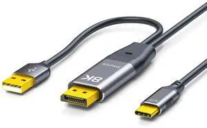 DisplayPort to USB-C Cable 8K@60Hz DP to Type-C Male Cable Adapter 6.6ft Converter for  Studio Display Portable Screen AR Glasses USB-C Display Device Conversion Cable