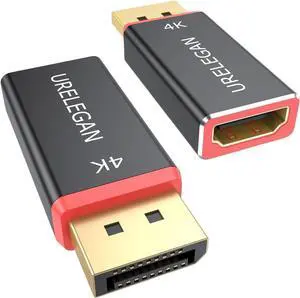 4K Display Port to HDMI Adapter 2-Pack (NOT USB) Computer DisplayPort to HDMI Monitor Male to Female Adapter DP to HDMI Connector Aluminum Shell Compatible for   HP GPU AMD
