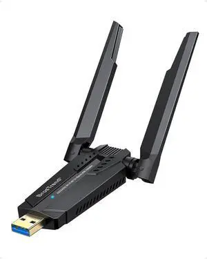 AXE5400 WiFi 6E USB Adapter Tri-Band Long Range USB WiFi Adapter for Desktop PC Laptop 6GHz 2402Mbps + 5GHz 2402Mbps + 2.4GHz 574Mbps Ultra-Low Latency Wireless Dongle for Windows 11/10
