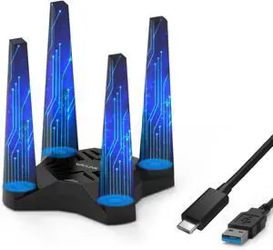 USB WiFi Adapter for Desktop PC, WAVLINK AX1800 WiFi Adapter Dual Band Wireless Network with High Gain Antennas, MU-MIMO, Supports Windows XP/Vista/7/8/8.1/10/11 MacOS 10.7-10.15