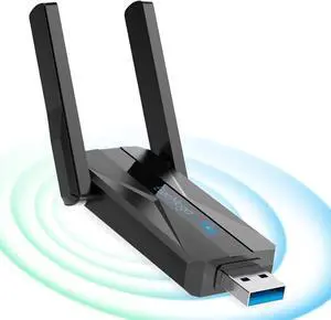 USB WiFi Adapter for Desktop PC AC 1300Mbps Dual-Band 5G/2.4G USB 3.0 WiFi 5 Network Transceiver Wireless Dongle for PC Laptop Supports Windows 11/10/8.1/8/7/XP/Vista/Mac OS 10.9~10.15