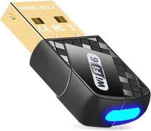 WiFi Adapter USB WiFi Adapter for Desktop PC & Bluetooth 5.4(EDR+BLE) 2-in-1 900Mbps Dual Band (2.4GHz+5GHz) 802.11ax Wireless with Soft Blue Light Plug-and-Play for PC/Laptop/Printers (Win 10/11)
