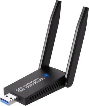 AC1300 USB WiFi Adapter for Desktop PC Dual Band USB-WiFi 1300Mbps High Speed Wireless Network Adapter 5GHz/2.4GHz with High-Gain Antennas Compatible with Windows 11/10/8/7 macOS 10.9-10.15