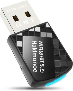 2-in-1 USB AX900Mbps WiFi 6 Bluetooth Adapter for PC Latest Bluetooth 5.4 Wi-Fi 2.4G/5GHz Dual Band Wireless Network Dongle for Windows 11 10 Laptop Desktop Plug n Play w/Built-in Driver