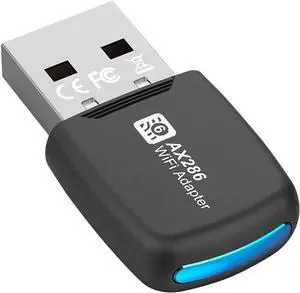 USB WiFi 6 Adapter with Led Light AX286 WiFi 6 Receive with 2.4GHz WiFi 300m External Network Card Supports Windows 7/10/11 Free Drive Desktop Laptop