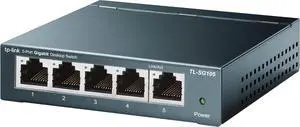 TL-SG105 5 Port Gigabit Unmanaged Ethernet Switch Network Hub Ethernet Splitter Plug & Play Fanless Metal Design Shielded Ports Traffic Optimization Navy Blue