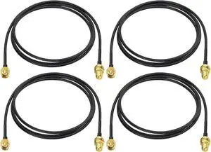 Bingfu WiFi Antenna Extension Cable 4-Pack RP-SMA Male to RP-SMA Female Bulkhead Mount RG174 Coaxial Cable 1m 3 feet for WiFi Router Security Camera Wireless Mini PCI Express PCIE Network Card Adapter