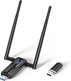 USB WiFi 6E Adapter AX3000M USB 3.0 WiFi Adapter for Desktop PC Dongle 802.11AX Tri-Band 6G/5G/2.4G Dual 5dBi Support OS Windows 11/10 64bits (U Disk Included)