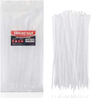 12 Inch Zip Cable Ties (100 Pieces) Self-Locking Premium Nylon Cable Wire Ties Heavy Duty White for Indoor and Outdoor by