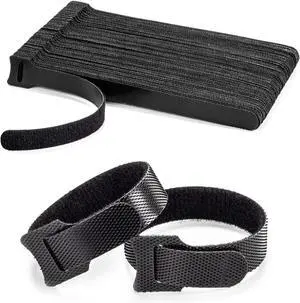80PCS Reusable Cable Ties Black Adjustable 6-Inch Cord Organizer Ties Multi-purpose Hook Loop Cable Management Wire Ties for Organizing Home Office Data Centers