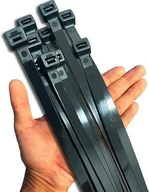 Black Zip Ties Heavy Duty 20 Inch Outdoor 250lb Extra Large Cable Tie Wraps Long Plastic Wire Ties Wide Big Strong Thick Zipties 40 Pack