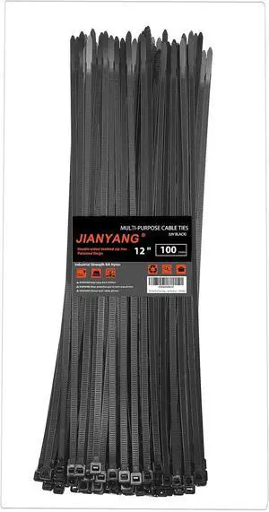 12 Inch Zip Ties Double Sided Toothed 100 LBS Tensile Strength Heavy Duty Cable Wire Ties With Self-Locking Adjustable More Durable Nylon Tie Wraps for Indoor Outdoor100 Pack