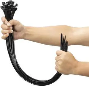24 inch Black Long Zip Ties Heavy Duty 100 PCS 200LBS Ultra Strong Plastic Wire Ties Large Cable Ties Extra Long Tie Wraps Indoor and Outdoor UV Resistant