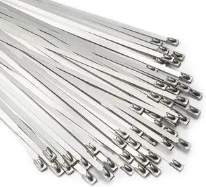 Metal Zip Ties 11.8 inch 100pcs 304 Stainless Steel Zip Ties Heavy Duty Multi-Purpose Self-Locking Cable Ties for Machinery Vehicles Exhaust Wrap Farms Pipes Roofs Cables and Outdoor Fence