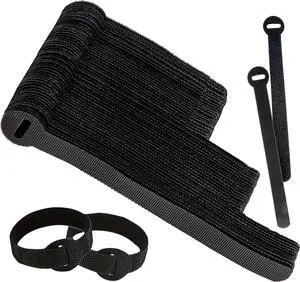 120 PCS Wire Organizers for Cords 5+6+8 inch Wire Management Ties Reusable Multi Size Cord Wraps Black Adjustable Cable Ties