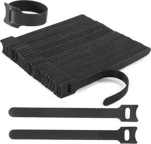 126 PCS 6 Inches Reusable Cable Ties Adjustable Cord Straps Wire Organizer Cord Wrap and Hook Loop Cable Management - Black