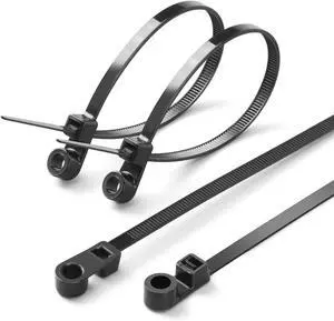 110 PCS Black Zip Ties with Screw Hole 7.5 Inch 75 lbs Mountable head Cable Tie Multipurpose Heavy Duty Nylon Zip Tie for Indoor & Outdoor Use