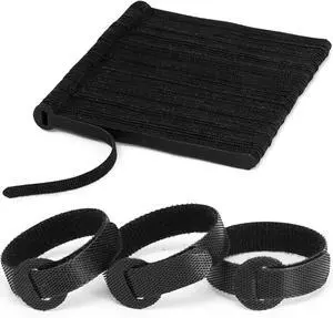 150PCS Reusable Fastener Straps - 6 Inch Cable Management Ties Adjustable Hook & Loop Organizer Straps for Home Office and Data Centers (Black)