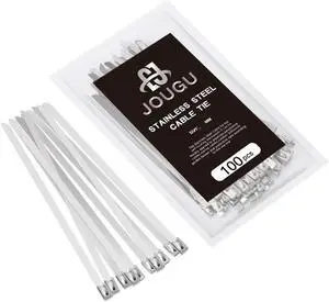 Metal Zip Ties 11.8 inch 100pcs 304 Stainless Steel Locking Cable 250LB 300mm Heavy Duty Exhaust Wrap Multi Purpose Binding for machinery vehicles farms cables pipes Fence