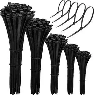 Cable Zip Ties600PCS Multi-Purpose Nylon Zip Ties Assorted Sizes 4+6+8+10+12-Inch Self-Locking Nylon Cable Tie Wire Tie Perfect for Home Garden Trellis Office Garage and Workshop.
