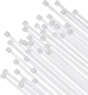12 White Zip Cable Ties (100 Pack) 40lbs Tensile Strength Heavy Duty Self-Locking Premium Nylon Cable Wire Ties for Indoor and Outdoor by (White)