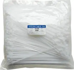 1000 pcs 4 inch Cable Zip Ties Heavy Duty Premium Plastic Wire Ties with 18 LBS Tensile Strength UV Resistant Cable Ties Self-Locking White Nylon Tie Straps