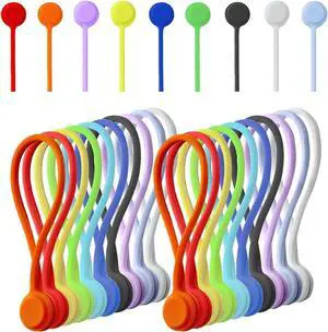 20 Pack Reusable Silicone Magnetic Cable Ties Twist Ties for Home/Office Cord Wrap Cable Organizer Magnetic Cord Holder Cable Organizer Fridge Magnets - Perfect Smart Home Gadgets! 10 COLORS