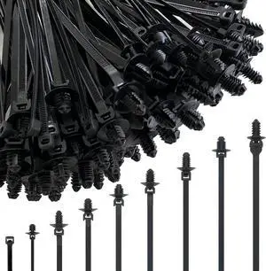 260Pcs Push Mount Cable Zip Tie Nylon Self Locking Cable Strap 9 Most Popular Sizes Heavy Duty Nylon Push Mount Self Locking UV Resistant Assortment For Indoor Construction Electronic and Auto