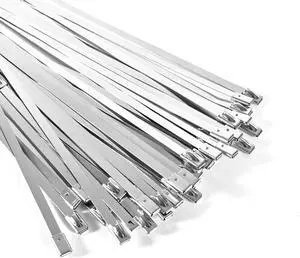 100-Pack Metal Zip Ties 11.8 inch Heavy Duty 304 Stainless Steel Self-Locking Cable Ties for Outdoor Use Multifunctional Cable Ties for Exhaust Wrap Chain Link Fence Parts Farms Pipes