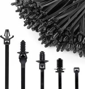 160Pcs Nylon Universal Cable Tie Buckle Zip Tie Clips Automotive Rivet Push Mount Zip Ties Compatible with Cars Boat Trailer Polaris UTV Jeep Wrangler Self Locking Zip Tie with Push Pin