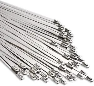 100pcs Metal Zip Ties Heavy Duty Outdoor Use Chain Link Fence Parts Chicken Coop Accessories Stainless Steel Zip Ties Heavy Duty Chain Link Fence Ties Electrical Cable Ties Pipes Exhaust Wrap