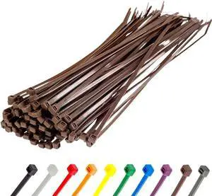 12 Inch Brown Zip Ties 100 Pack 50lb Strength UV Resistant Long Nylon Cable Ties Self-Locking 12 Tie Wraps