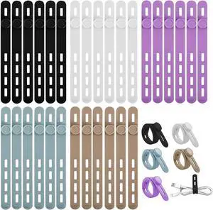 30 Pcs Silicone Cable Ties Reusable Cord Organizer for Charger Cables Hair Dryer Home & Office Flexible Cord Wraps for Electrical Wires