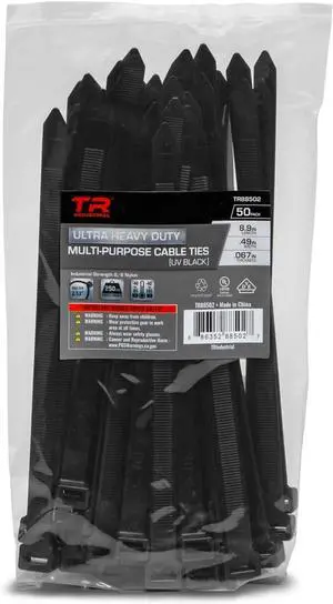 Ultra Heavy Duty Multi-Purpose UV Cable Ties (50-Piece) 250 lbs. Tensile Strength 8.9 Black