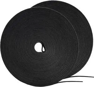 164ft x 1/2 inch Reusable Fastening Cable Ties Hook and Loop Roll Self-Gripping Bundling Straps for Cord Manage Home Office Electrical Cords Data Center Black 2 Roll