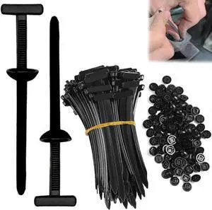 100PCS Nylon Universal Cable Tie Buckle Heavy Duty Self-Locking Nylon Zip Ties Holder UV Resistant Black Zipties Multipurpose Plastic Cable Ties Tool for Car Daily Repair