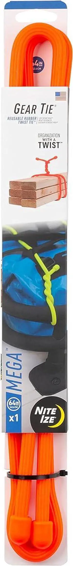 Gear Mega Twist Tie - 64-Inch - Reusable Gear & Zip Ties - Electric Cord Organizers - Cords - Bright Orange