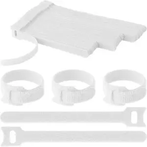 Pasow 60pcs Fastening Microfiber Cloth Cable Ties Wire Management (6/7/8 Inch White)